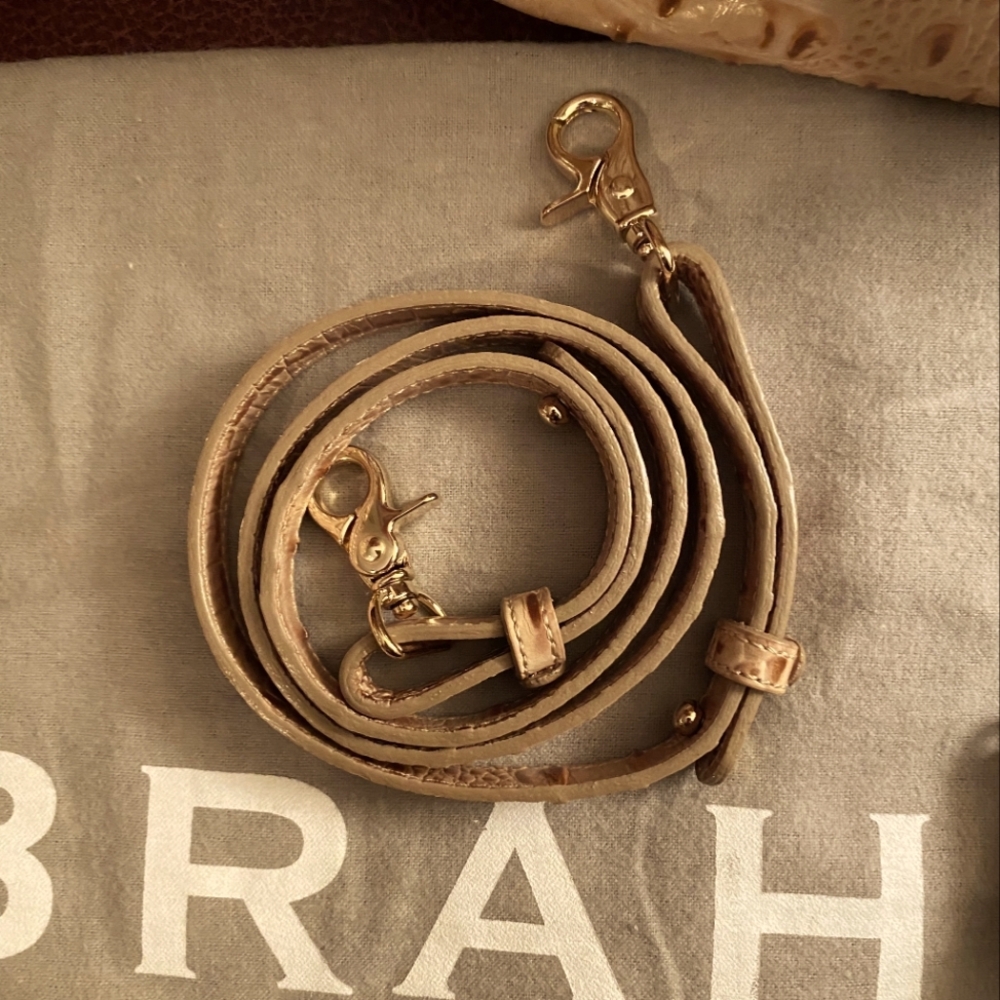 NWOT Brahmin Melbourne Arden Satchel Crossbody in Beige and Gold and Ady Wallet - Picture 3 of 8